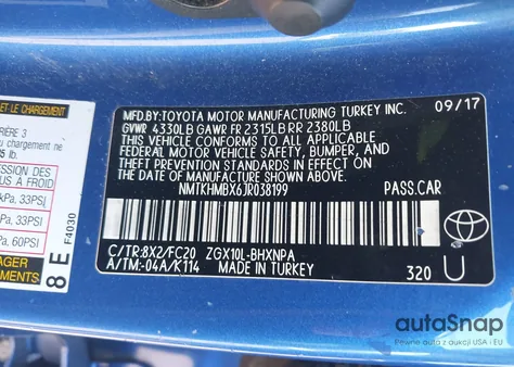 2018 Toyota C-Hr Xle Premium from USA, damaged, VIN NMTKHMBX6JR038199